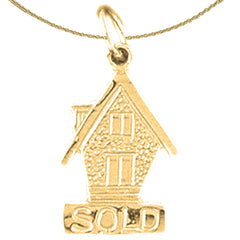 Sterling Silver Sold House Pendant (Rhodium or Yellow Gold-plated)