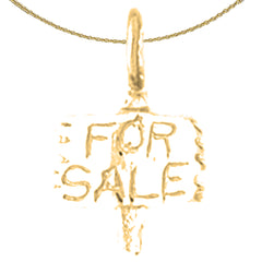 Sterling Silver For Sale Sign Pendant (Rhodium or Yellow Gold-plated)