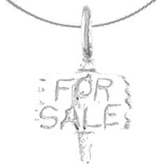 Sterling Silver For Sale Sign Pendant (Rhodium or Yellow Gold-plated)