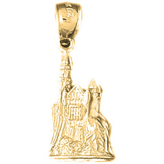 Yellow Gold-plated Silver 3D Castle Pendant