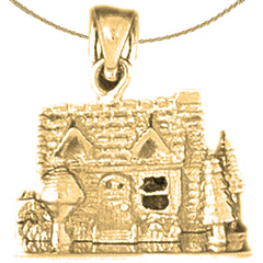 Colgante de plata de ley con forma de casa (bañado en rodio o oro amarillo)