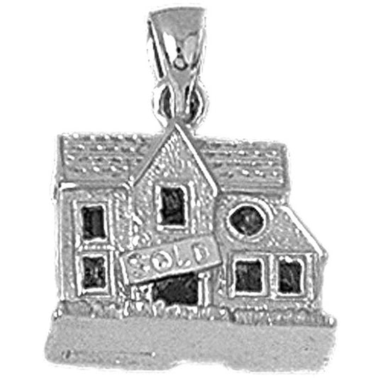 Sterling Silver 3D Cottage House Pendant