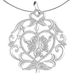 Colgante con diseño de flor en plata de ley (bañado en rodio o oro amarillo)