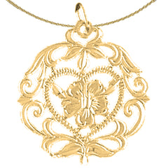 Sterling Silver Flower Design Pendant (Rhodium or Yellow Gold-plated)