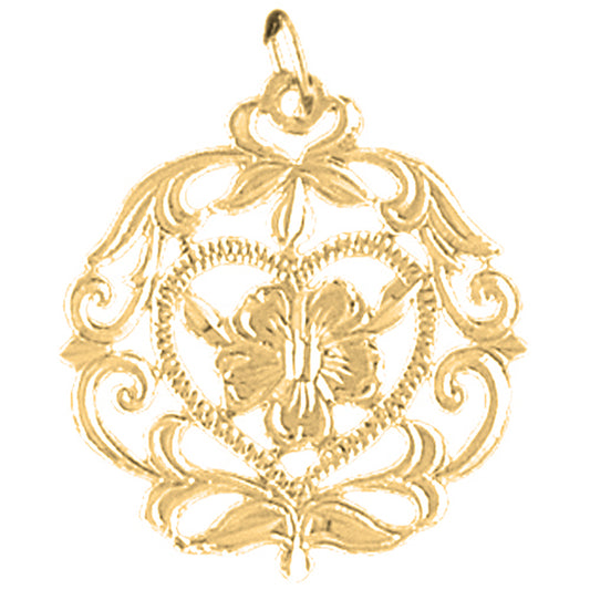 Yellow Gold-plated Silver Flower Design Pendant