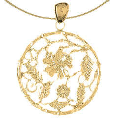 Sterling Silver Flower Design Pendant (Rhodium or Yellow Gold-plated)