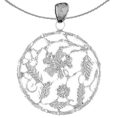 Colgante con diseño de flor en plata de ley (bañado en rodio o oro amarillo)