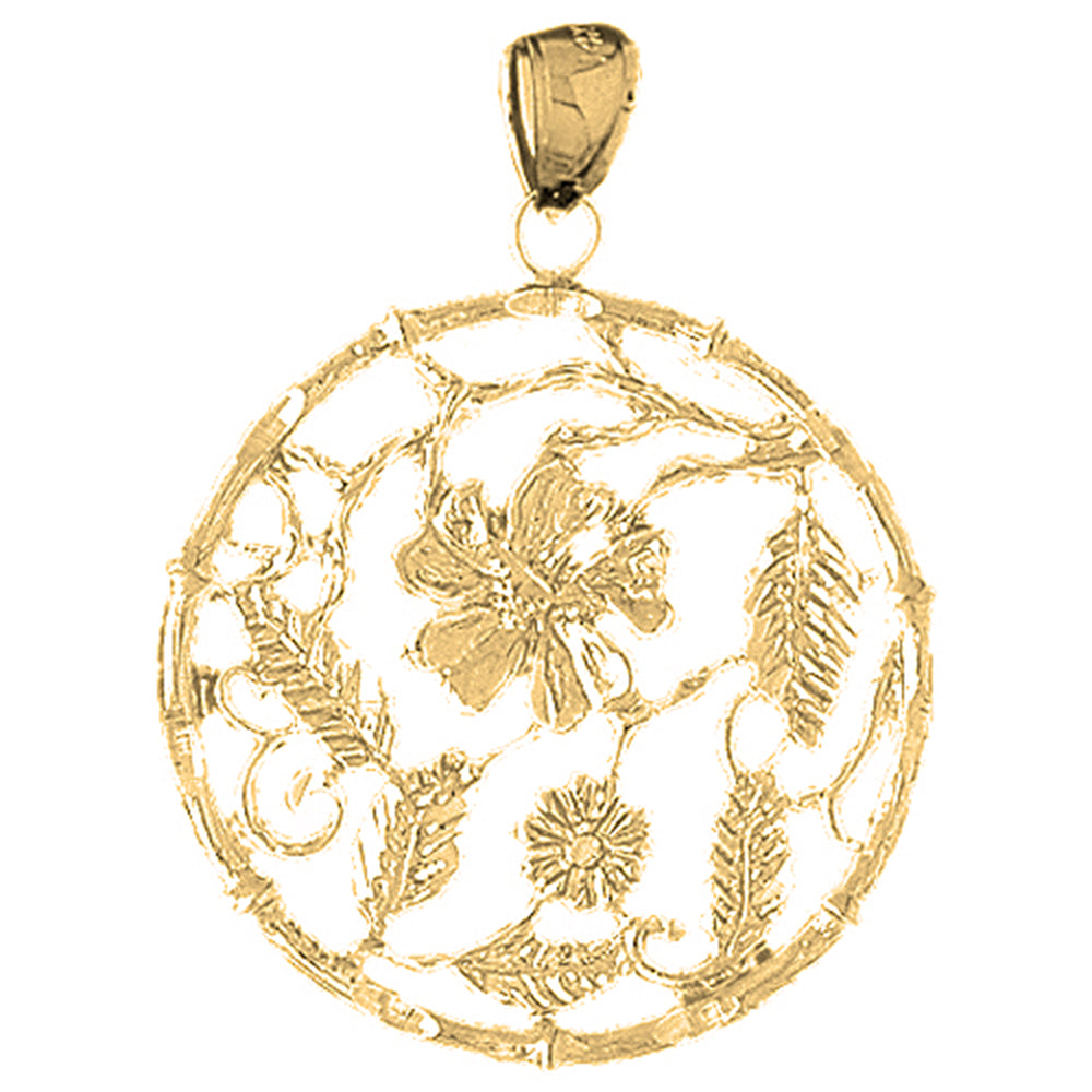 Yellow Gold-plated Silver Flower Design Pendant