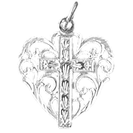 Sterling Silver Heart With Cross Pendant