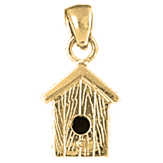 Yellow Gold-plated Silver Bird House Pendant