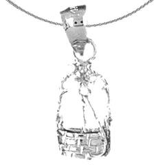 Sterling Silver Water Well Pendant (Rhodium or Yellow Gold-plated)