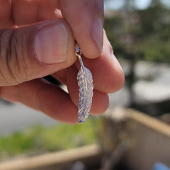 Sterling Silver Feather Pendant (Rhodium or Yellow Gold-plated)