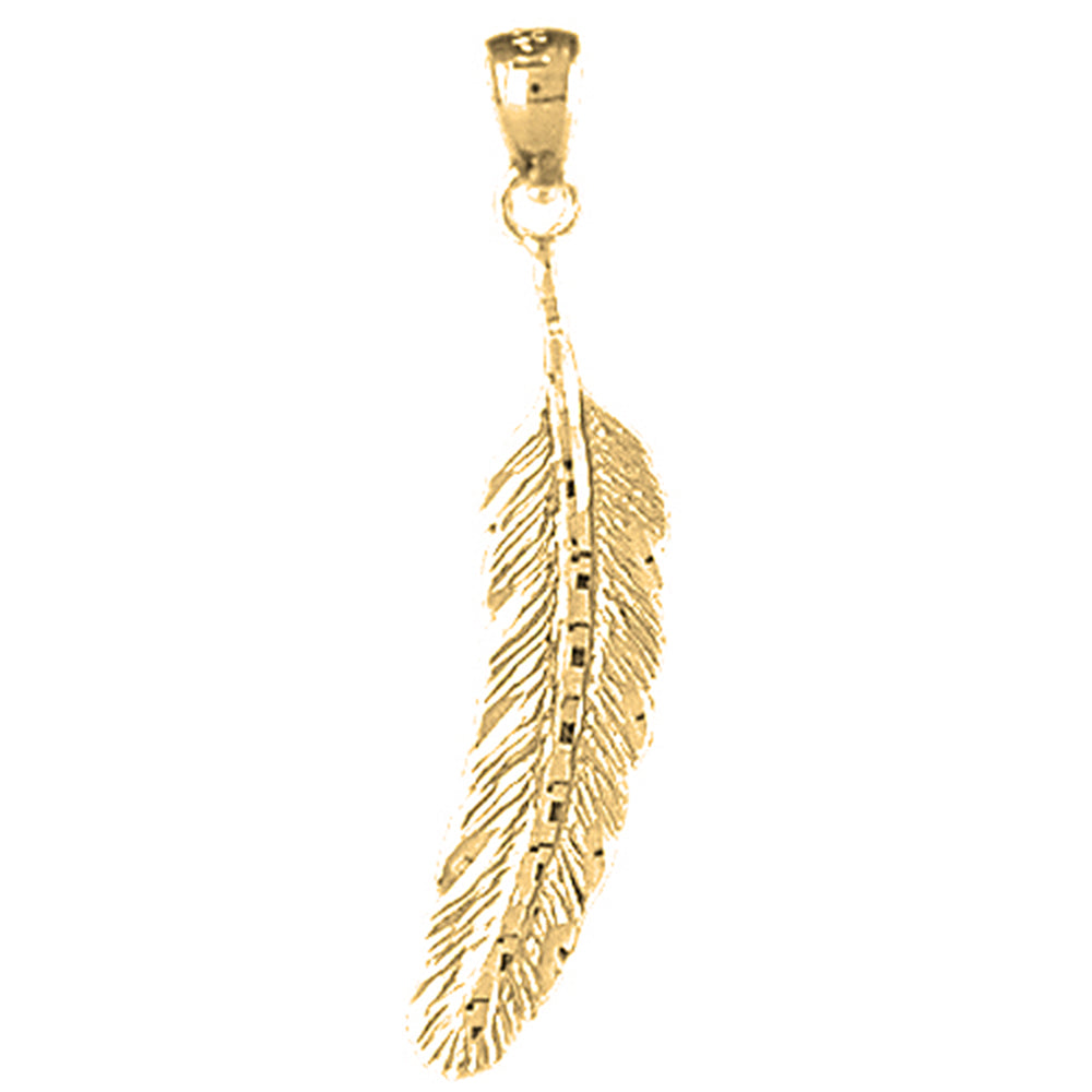 Yellow Gold-plated Silver Feather Pendant