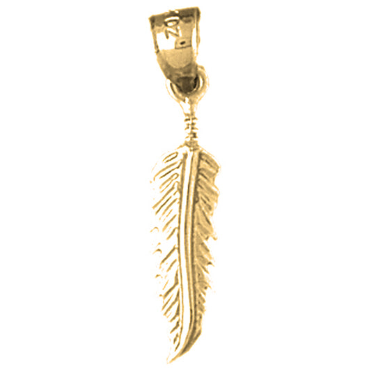 Yellow Gold-plated Silver Feather Pendant