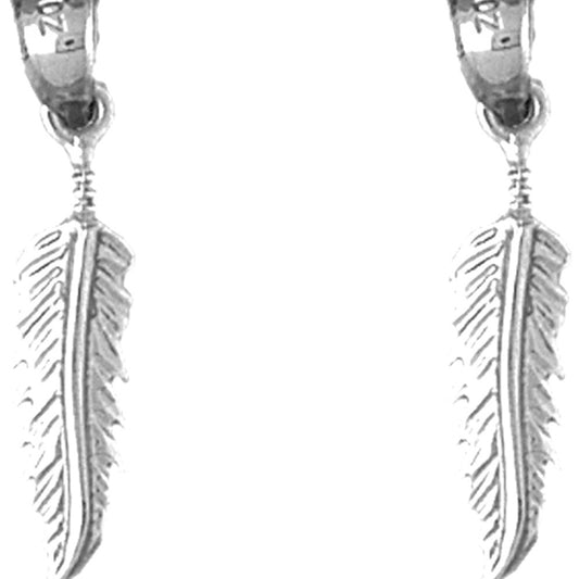 Sterling Silver 27mm Feather Earrings