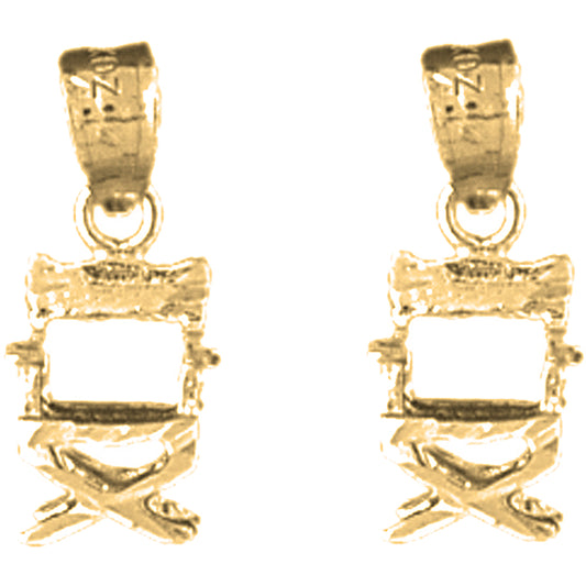 Yellow Gold-plated Silver 17mm Directors Chair Earrings