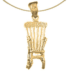 Sterling Silver Rocking Chair Pendant (Rhodium or Yellow Gold-plated)