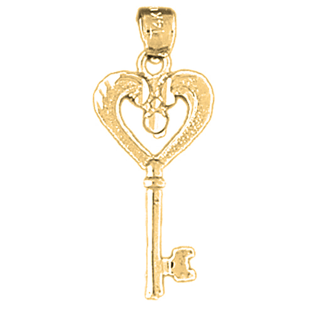 Yellow Gold-plated Silver Heart Key Pendant