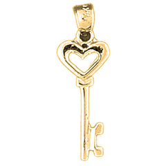 14K or 18K Gold Heart Key Pendant
