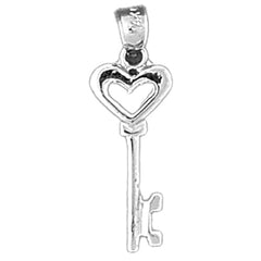 Sterling Silver Heart Key Pendant
