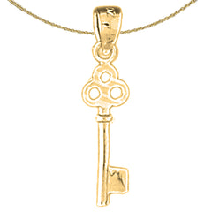 Sterling Silver Key Pendant (Rhodium or Yellow Gold-plated)