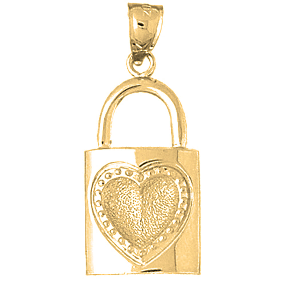 Yellow Gold-plated Silver Lock With Key Pendant