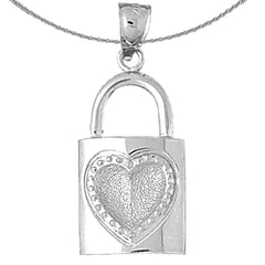 Sterling Silver Lock With Key Pendant (Rhodium or Yellow Gold-plated)