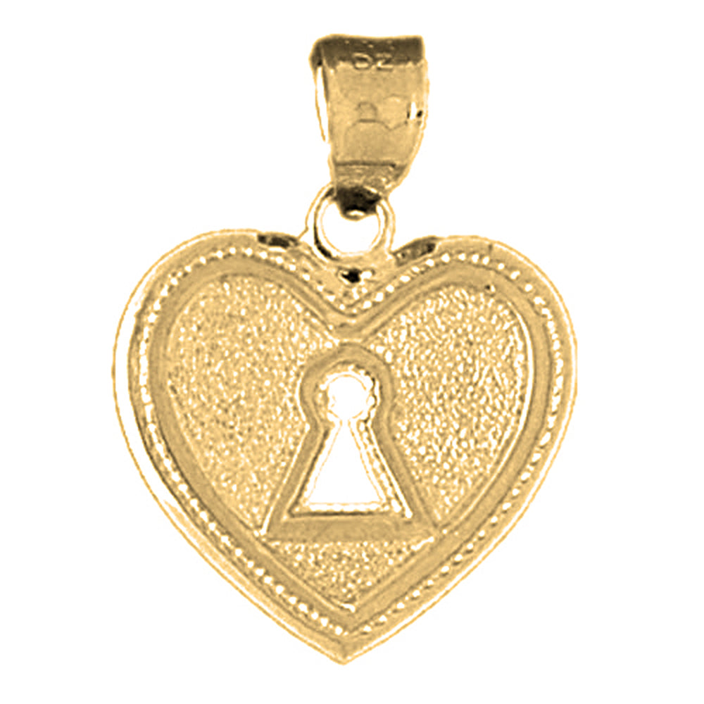 10K, 14K or 18K Gold Heart Padlock, Lock Pendant