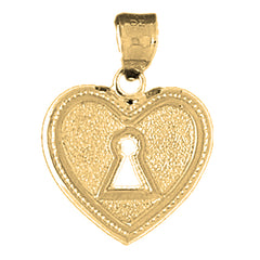 10K, 14K or 18K Gold Heart Padlock, Lock Pendant