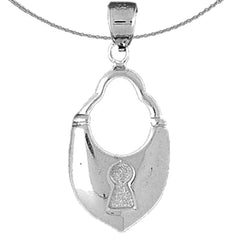 Sterling Silver Padlock, Lock Pendant (Rhodium or Yellow Gold-plated)