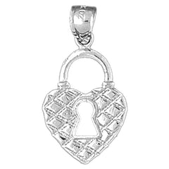 Sterling Silver Heart Padlock, Lock Pendant