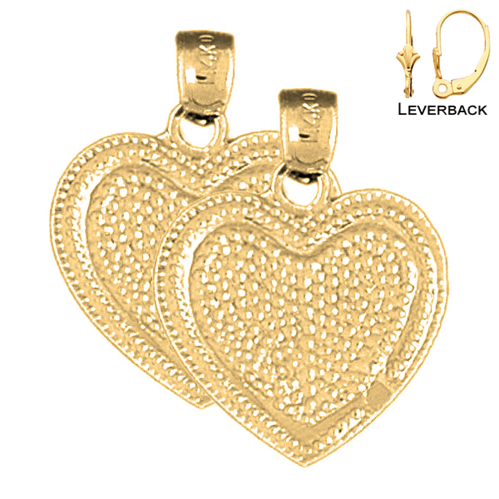 14K or 18K Gold 24mm Heart Earrings