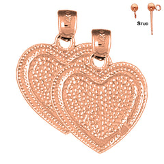 14K or 18K Gold 24mm Heart Earrings