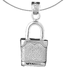 Sterling Silver Padlock, Lock Pendant (Rhodium or Yellow Gold-plated)