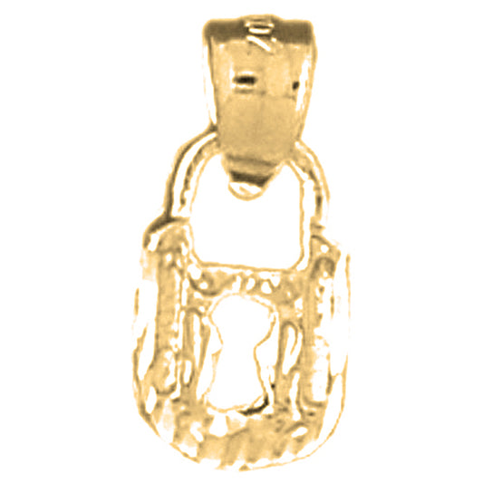 14K or 18K Gold 3D Padlock, Lock Pendant