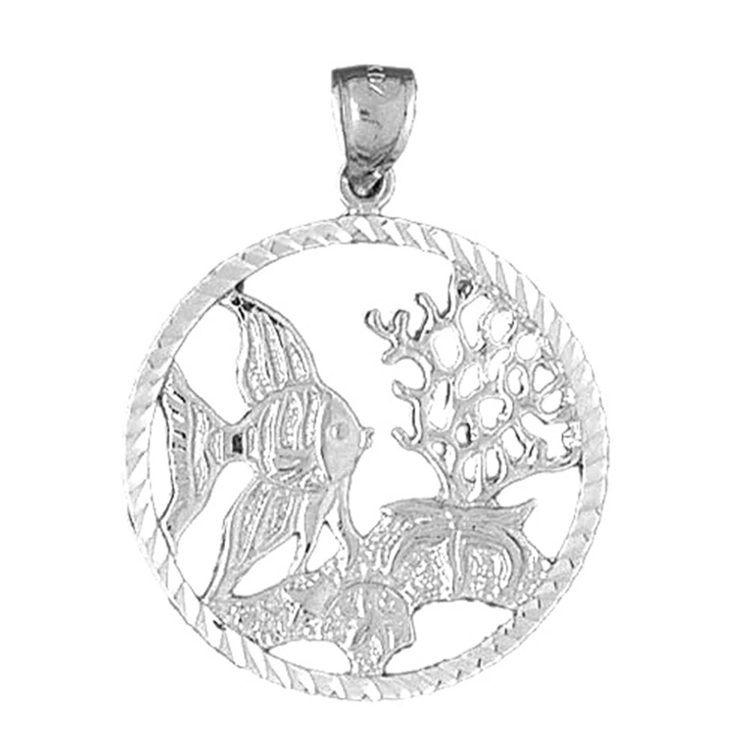 Sterling Silver Tropical Fish And Coral Pendant
