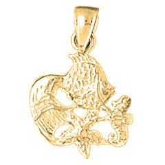 Yellow Gold-plated Silver Tropical Fish, Seahorse, And Starfish Pendant