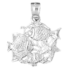 Sterling Silver Tropical Fish, Coral,And Starfish Pendant