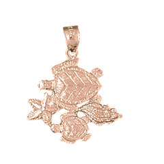 10K, 14K or 18K Gold Turtle, Starfish, And Shell Pendant