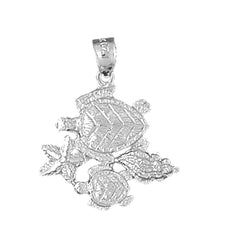 Sterling Silver Turtle, Starfish, And Shell Pendant