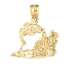 Yellow Gold-plated Silver Tropical Fish And Coral Pendant