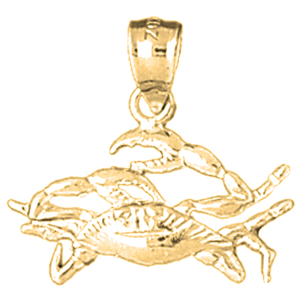 Yellow Gold-plated Silver Crab Pendant