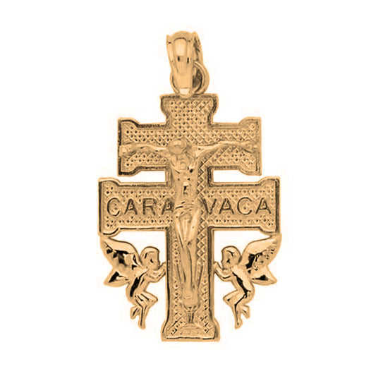 Yellow Gold-plated Silver Caravaca Crucifix Pendant