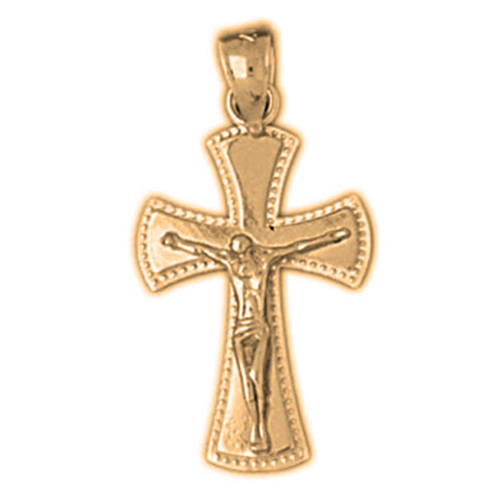 Yellow Gold-plated Silver Crucifix Pendant