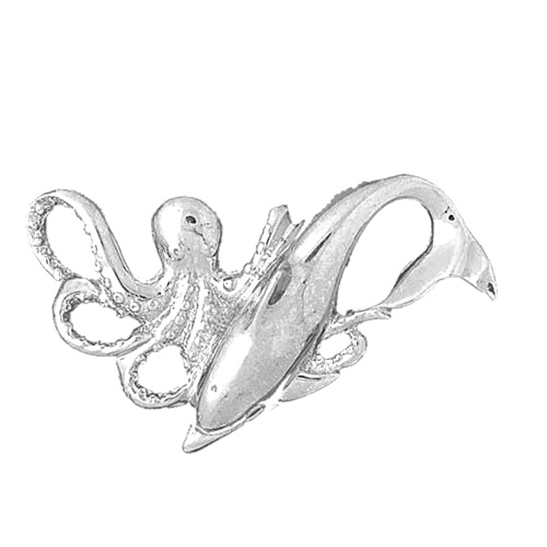 Sterling Silver Octopus And Dolphin Pendant