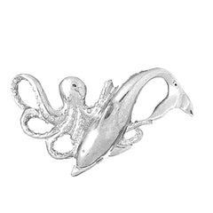 Sterling Silver Octopus And Dolphin Pendant