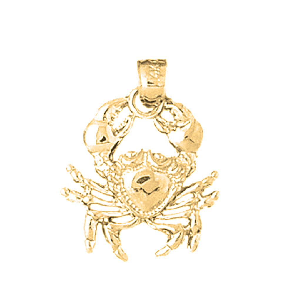 Yellow Gold-plated Silver Crab Pendant