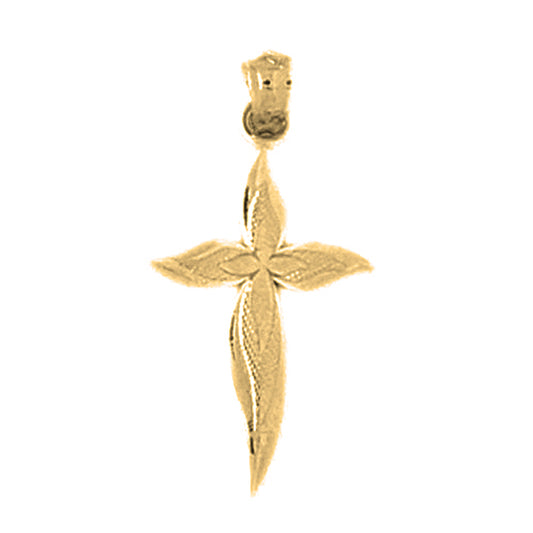 Yellow Gold-plated Silver Cross With Shroud Pendant