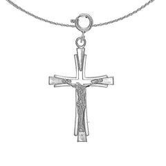 Sterling Silver Crucifix Pendant (Rhodium or Yellow Gold-plated)