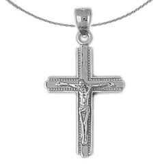 Sterling Silver Crucifix Pendant (Rhodium or Yellow Gold-plated)